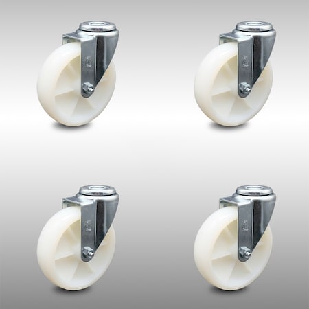 Service Caster 5 Inch SS Nylon Wheel Swivel Bolt Hole Caster Set SCC-SSBH20S514-NYS-4